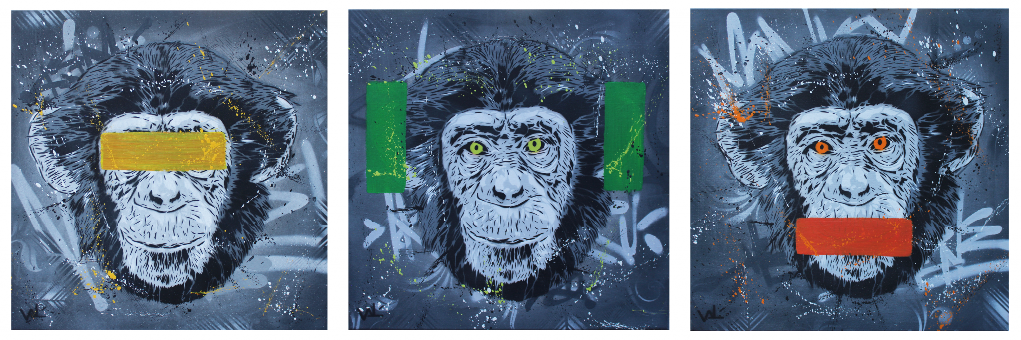 Three Wise Monkeys - Street art Spray paint